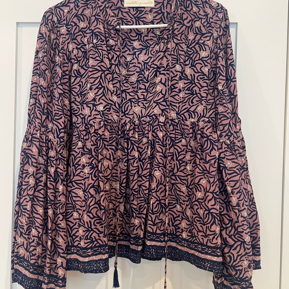 Natalie Martin Silk Pink and Blue Floral Blouse - Picture 1 of 6